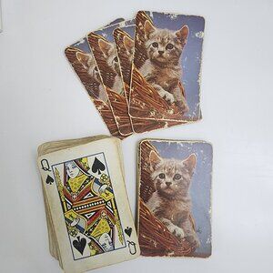 Vintage cat in‎ basket deck playing cards